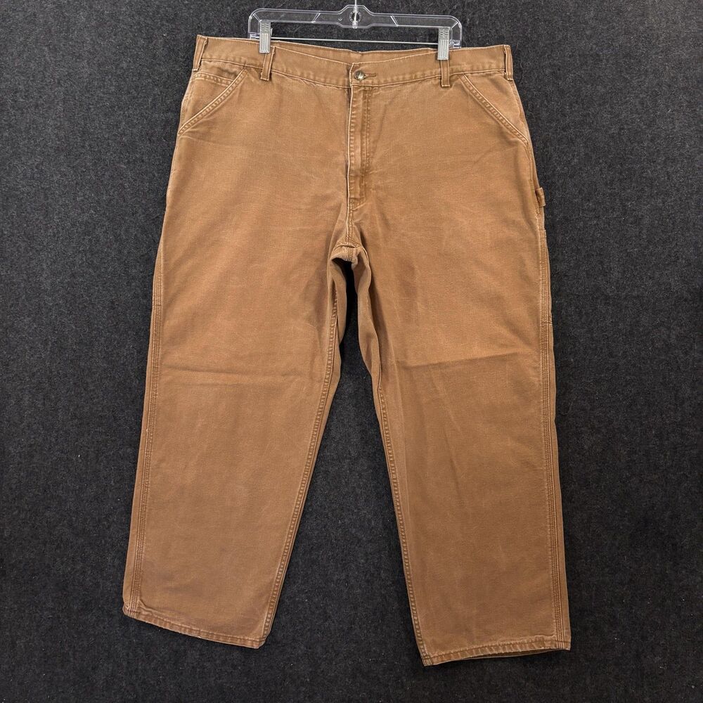 Carhartt Carpenter Pants Men's 40x29 Brown Canvas Relaxed Fit Work B11-BRN